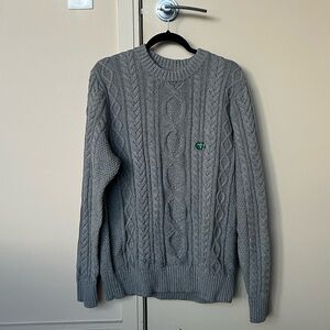 L.L. Bean Gray Cable Knit Crewneck Sweater